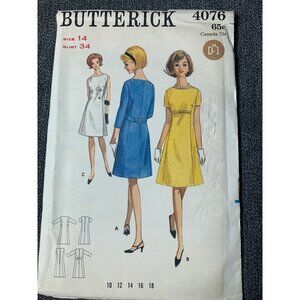 Butterick Misses Dress Sewing Pattern Size 14 4076 - uncut
